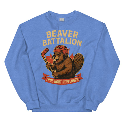 Beaver Battalion – True North Defender Unisex Sweatshirt  from Rare Plus Apparel – unique movie & pop culture inspired design.