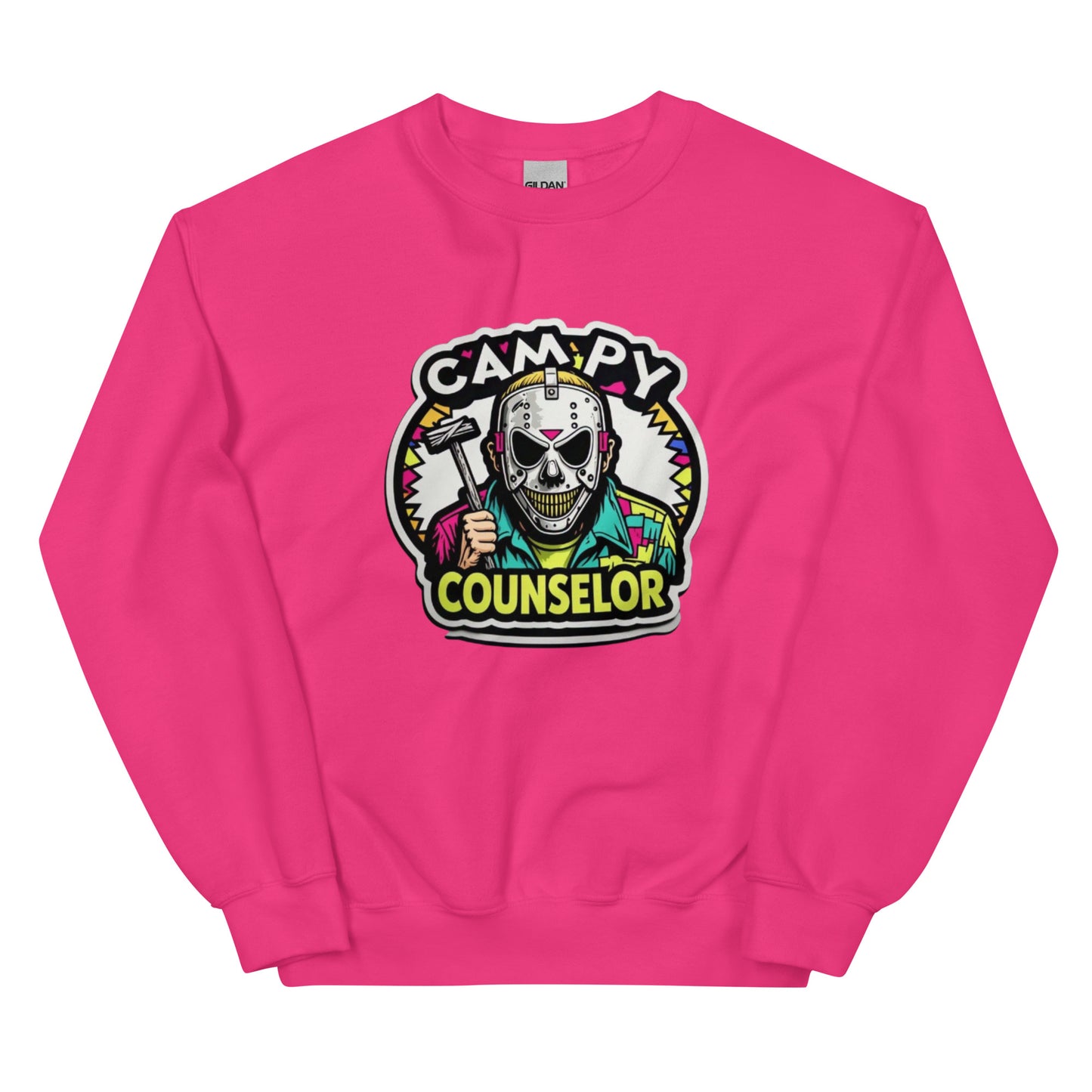 Campy Counselor Unisex Sweatshirt  from Rare Plus Apparel – unique movie & pop culture inspired design.