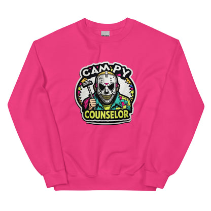 Campy Counselor Unisex Sweatshirt  from Rare Plus Apparel – unique movie & pop culture inspired design.