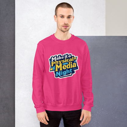 Make it a Physical Media Night Unisex Sweatshirt  from Rare Plus Apparel – unique movie & pop culture inspired design.