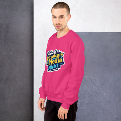 Make it a Physical Media Night Unisex Sweatshirt  from Rare Plus Apparel – unique movie & pop culture inspired design.