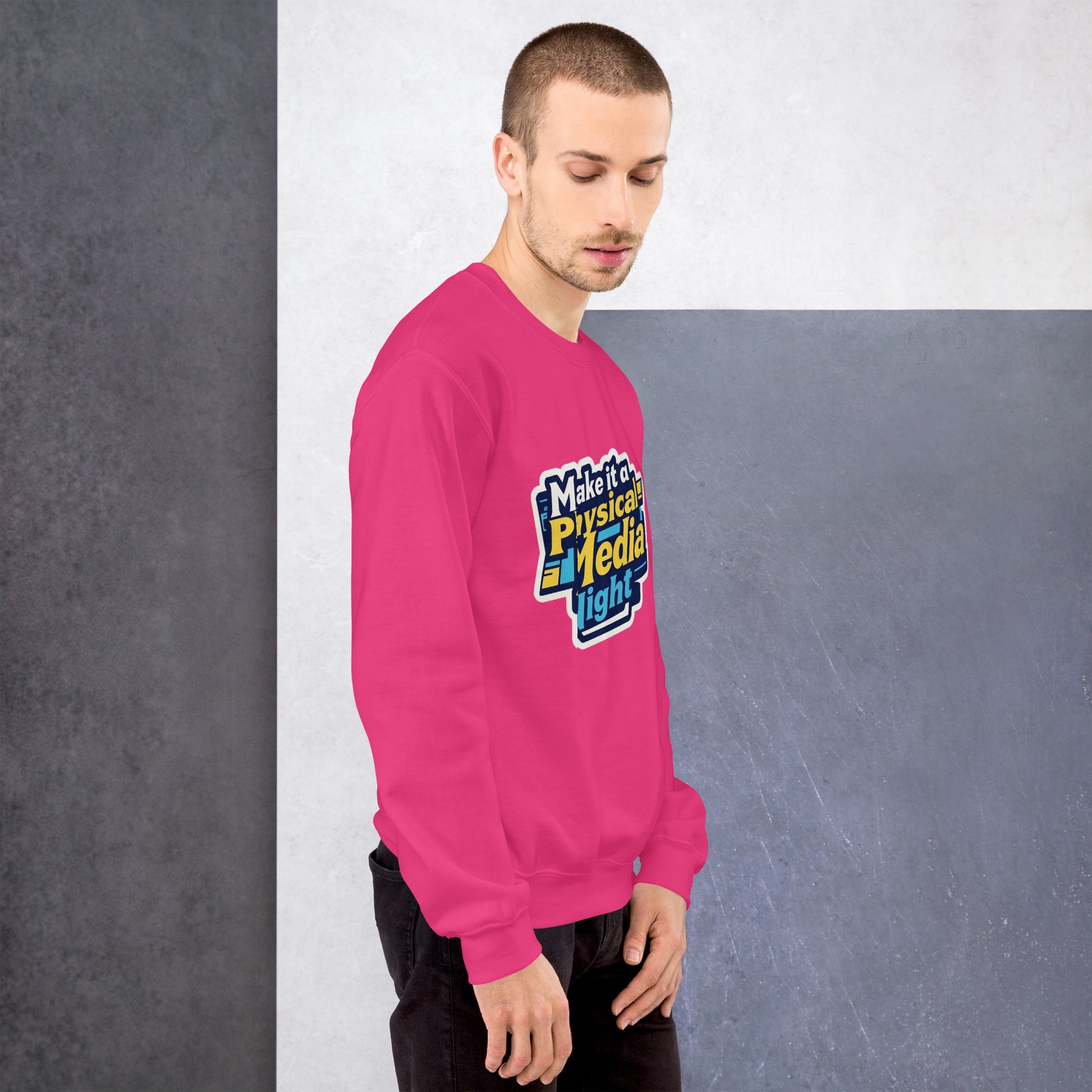 Make it a Physical Media Night Unisex Sweatshirt  from Rare Plus Apparel – unique movie & pop culture inspired design.