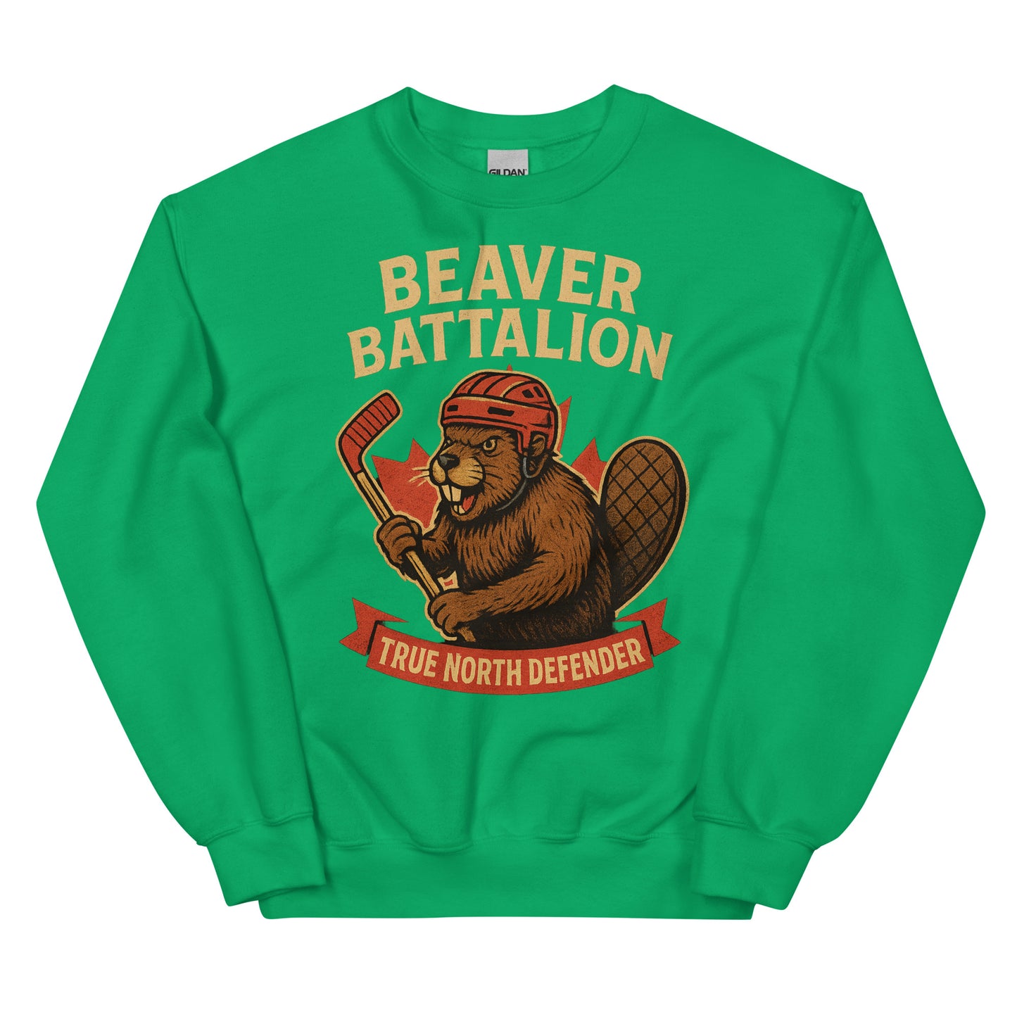 Beaver Battalion – True North Defender Unisex Sweatshirt  from Rare Plus Apparel – unique movie & pop culture inspired design.