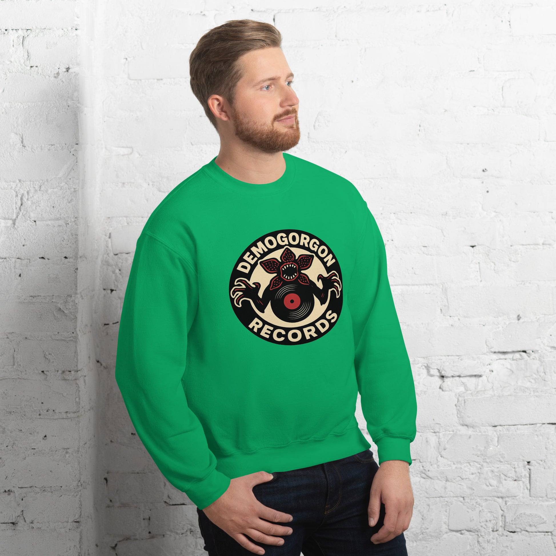 Demogorgon Records Unisex Sweatshirt  from Rare Plus Apparel – unique movie & pop culture inspired design.