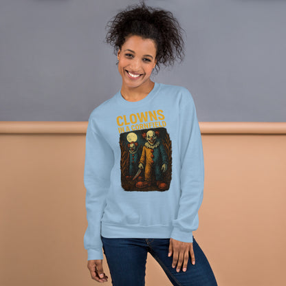 Clowns in a Cornfield Unisex Sweatshirt  from Rare Plus Apparel – unique movie & pop culture inspired design.