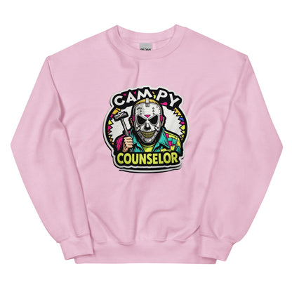 Campy Counselor Unisex Sweatshirt  from Rare Plus Apparel – unique movie & pop culture inspired design.