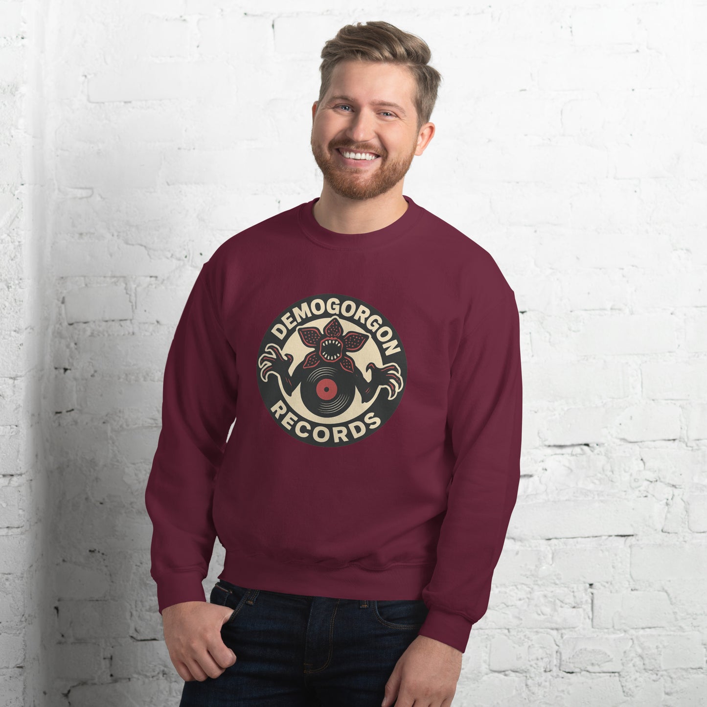 Demogorgon Records Unisex Sweatshirt  from Rare Plus Apparel – unique movie & pop culture inspired design.