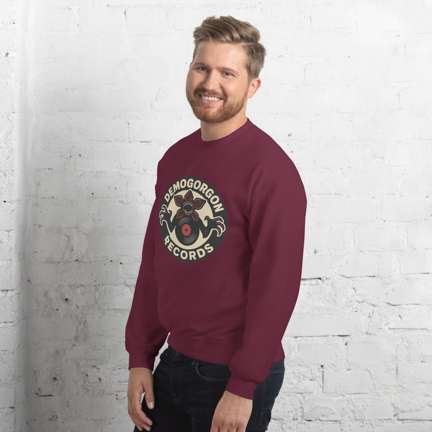 Demogorgon Records Unisex Sweatshirt  from Rare Plus Apparel – unique movie & pop culture inspired design.