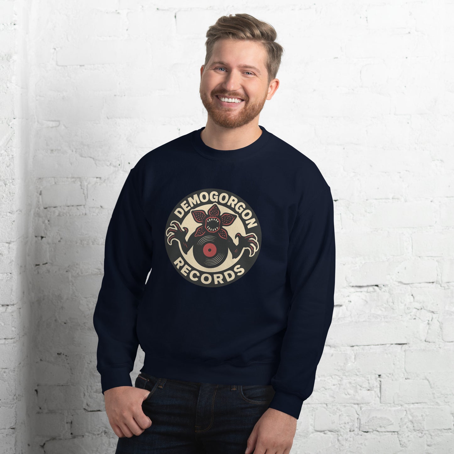 Demogorgon Records Unisex Sweatshirt  from Rare Plus Apparel – unique movie & pop culture inspired design.