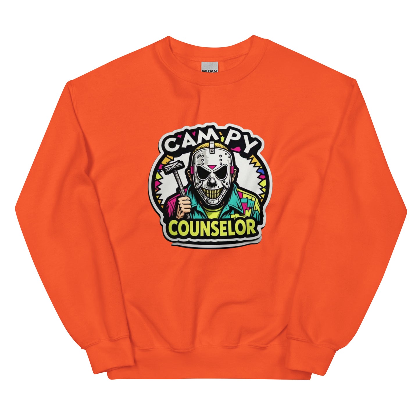 Campy Counselor Unisex Sweatshirt  from Rare Plus Apparel – unique movie & pop culture inspired design.