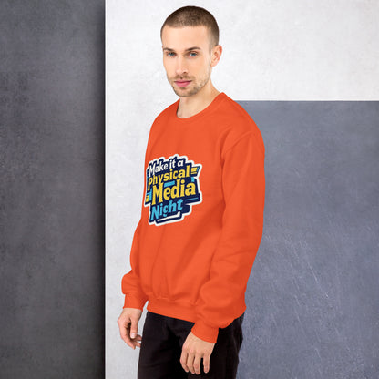 Make it a Physical Media Night Unisex Sweatshirt  from Rare Plus Apparel – unique movie & pop culture inspired design.