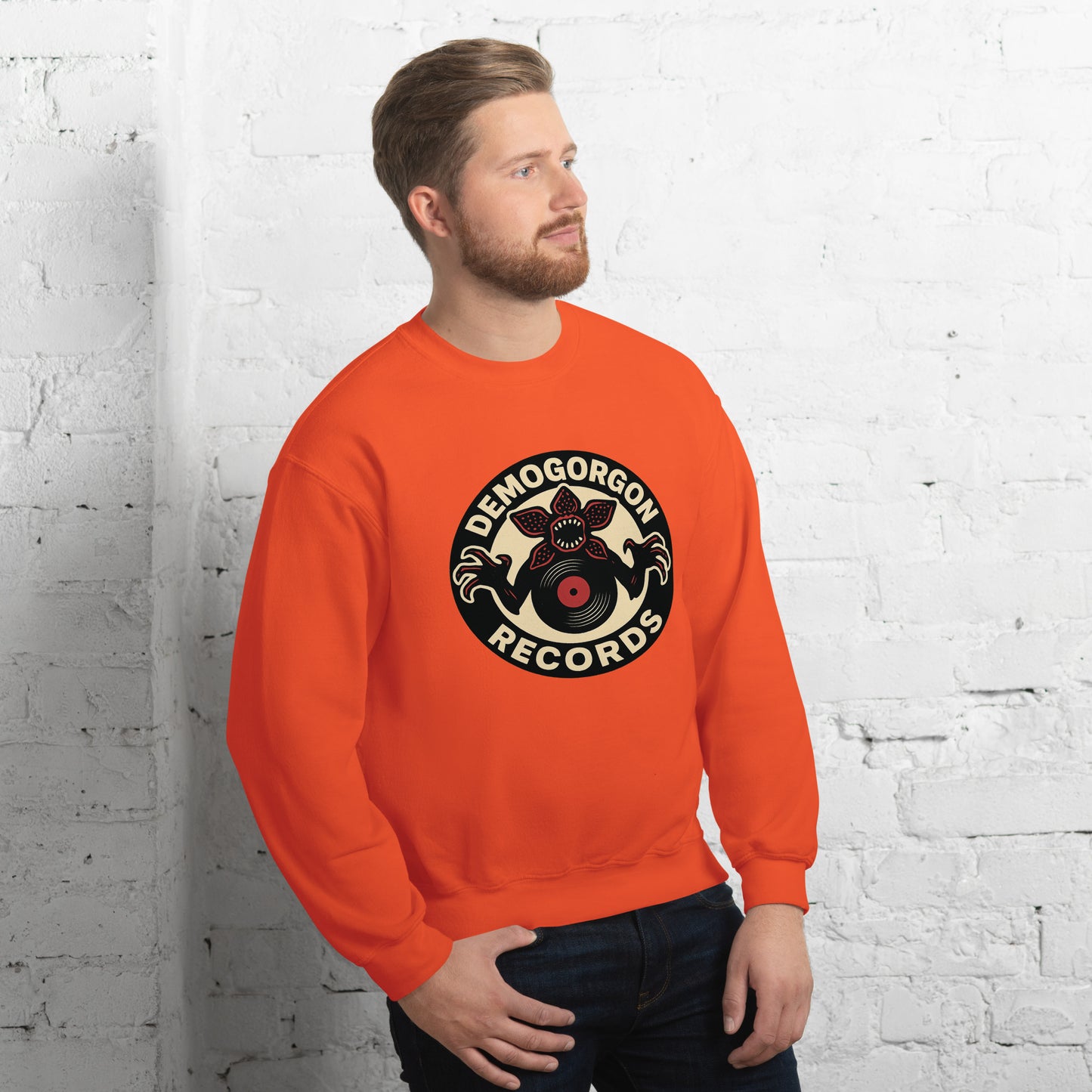 Demogorgon Records Unisex Sweatshirt  from Rare Plus Apparel – unique movie & pop culture inspired design.