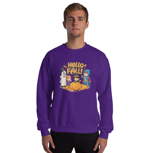 Hello Fall Unisex Sweatshirt  from Rare Plus Apparel – unique movie & pop culture inspired design.
