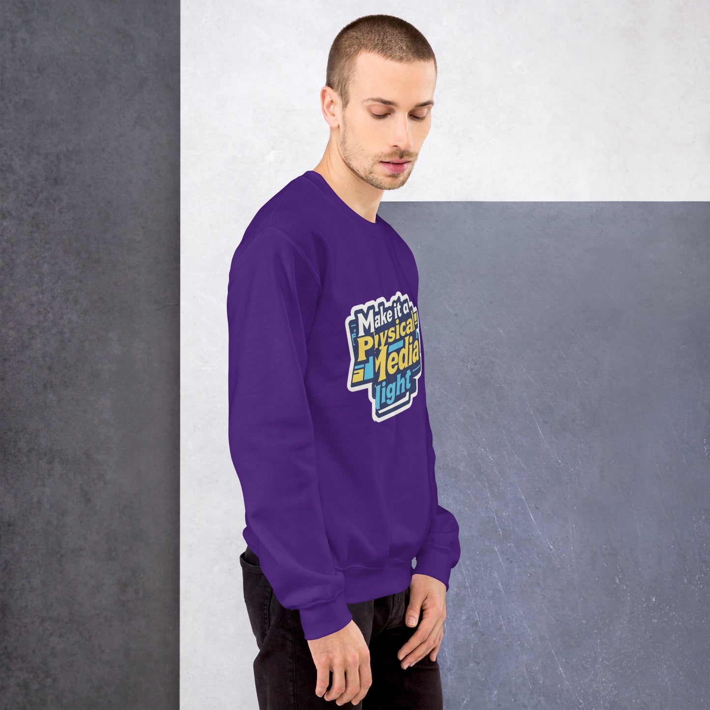 Make it a Physical Media Night Unisex Sweatshirt  from Rare Plus Apparel – unique movie & pop culture inspired design.
