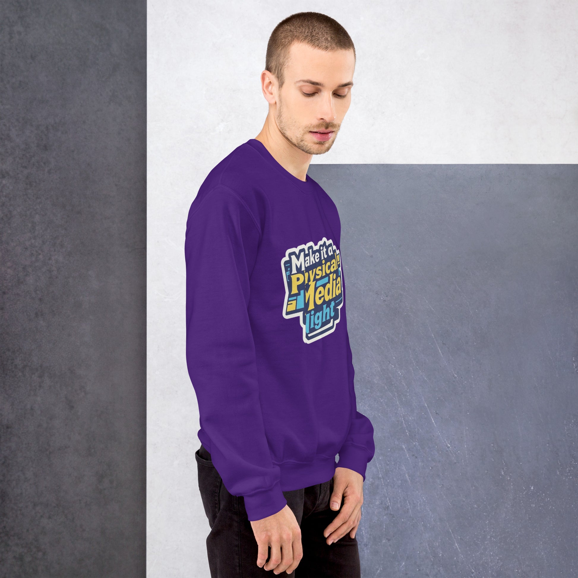Make it a Physical Media Night Unisex Sweatshirt  from Rare Plus Apparel – unique movie & pop culture inspired design.