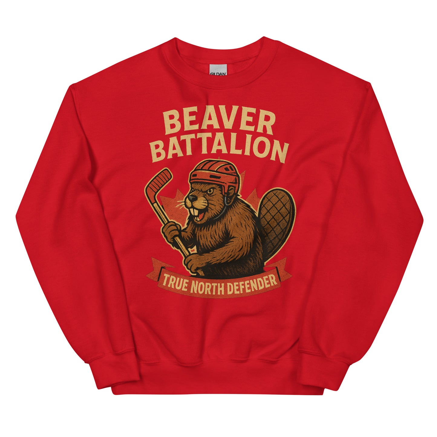 Beaver Battalion – True North Defender Unisex Sweatshirt  from Rare Plus Apparel – unique movie & pop culture inspired design.