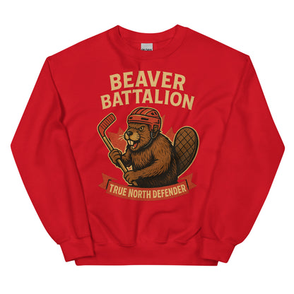 Beaver Battalion – True North Defender Unisex Sweatshirt  from Rare Plus Apparel – unique movie & pop culture inspired design.