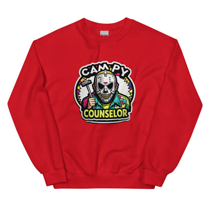 Campy Counselor Unisex Sweatshirt  from Rare Plus Apparel – unique movie & pop culture inspired design.