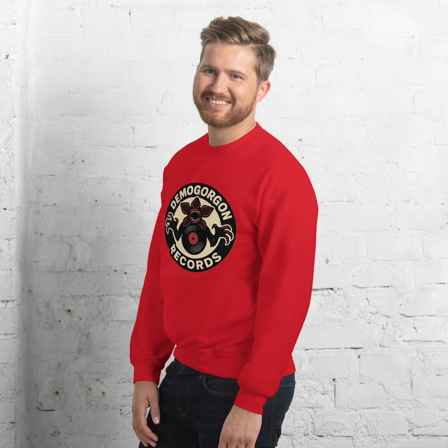Demogorgon Records Unisex Sweatshirt  from Rare Plus Apparel – unique movie & pop culture inspired design.