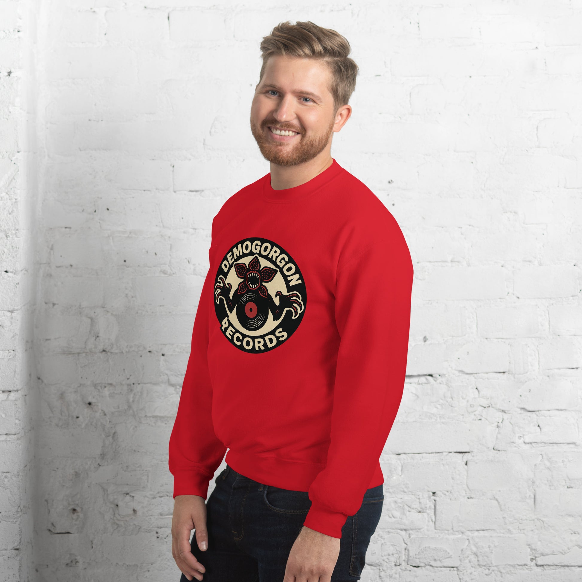 Demogorgon Records Unisex Sweatshirt  from Rare Plus Apparel – unique movie & pop culture inspired design.
