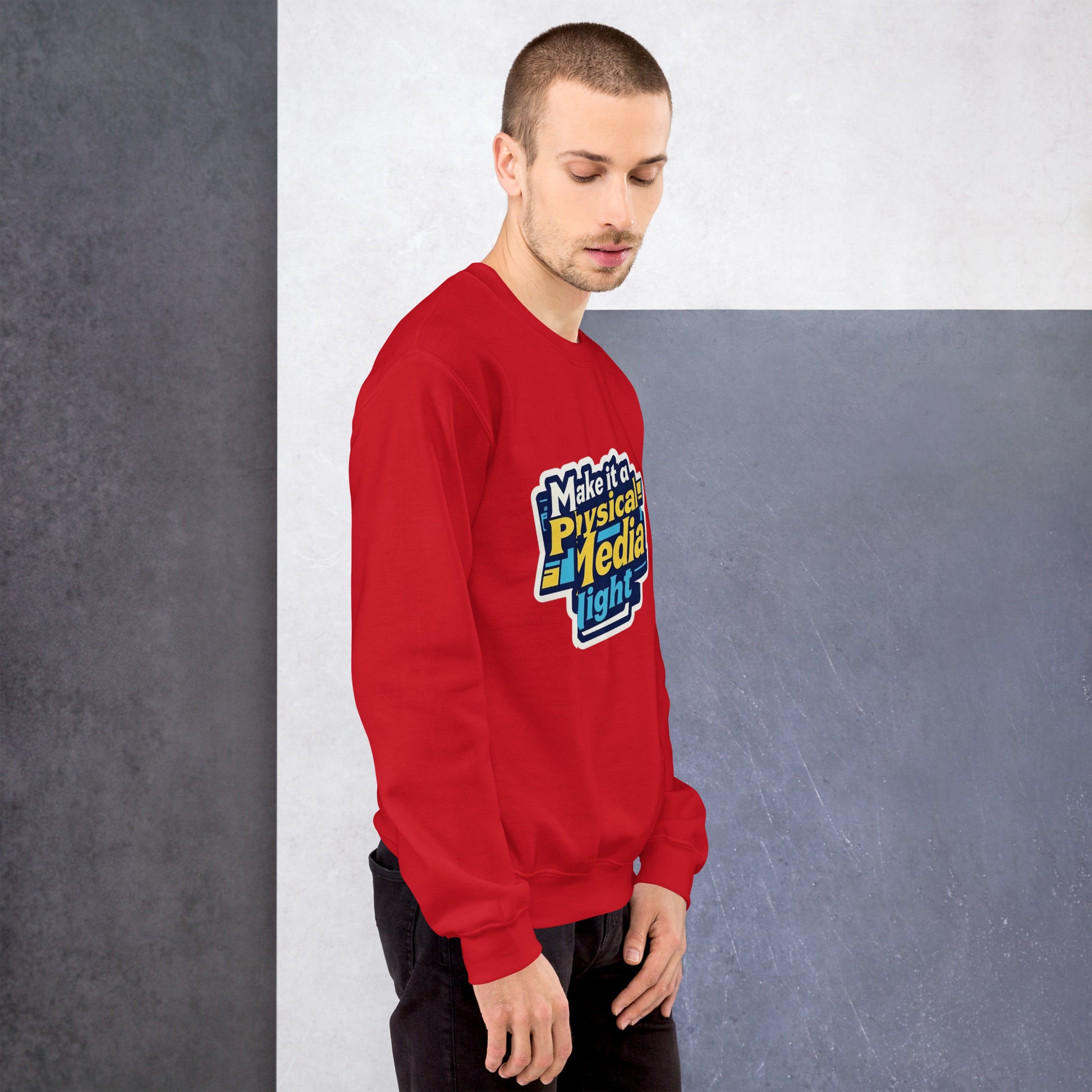 Make it a Physical Media Night Unisex Sweatshirt  from Rare Plus Apparel – unique movie & pop culture inspired design.