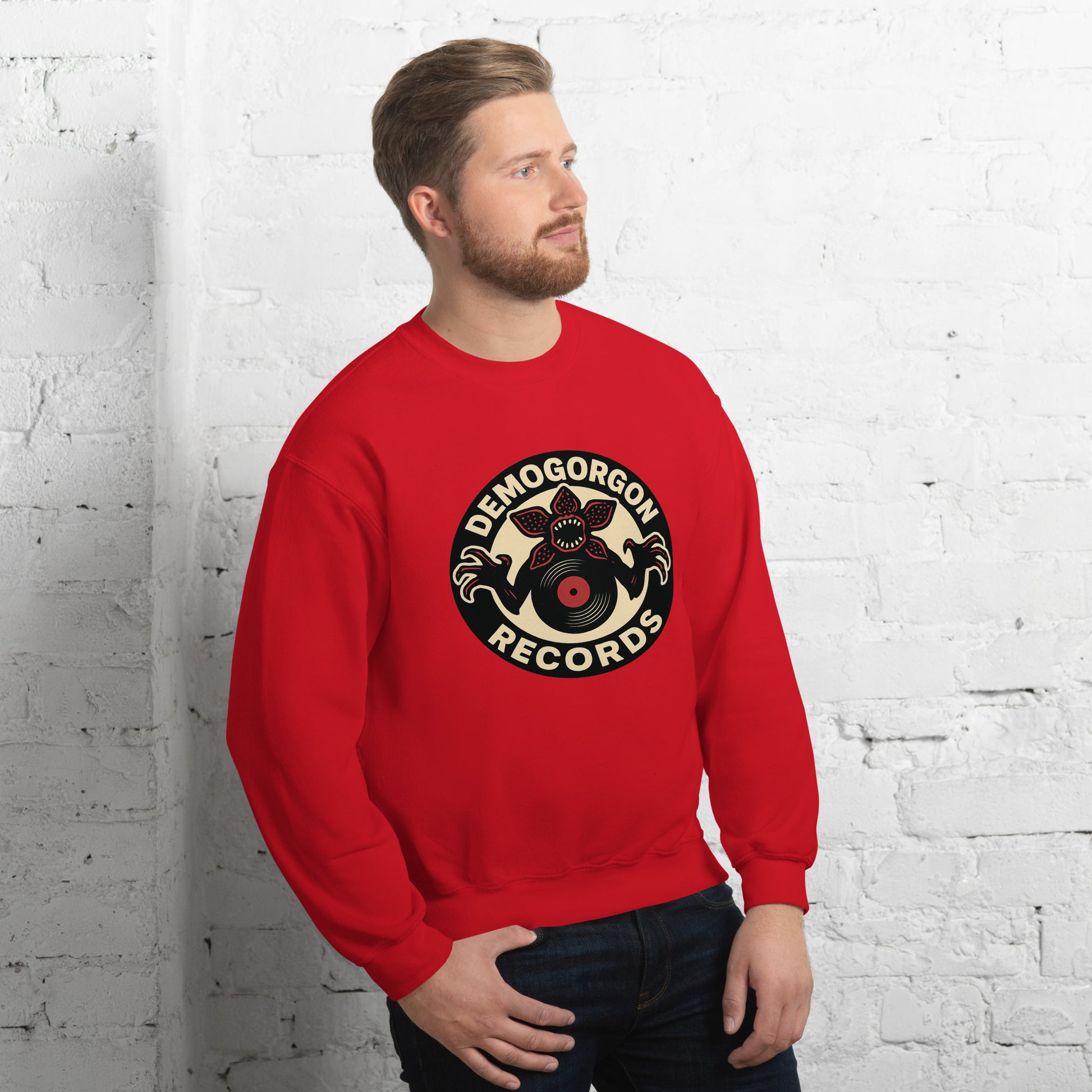 Demogorgon Records Unisex Sweatshirt  from Rare Plus Apparel – unique movie & pop culture inspired design.