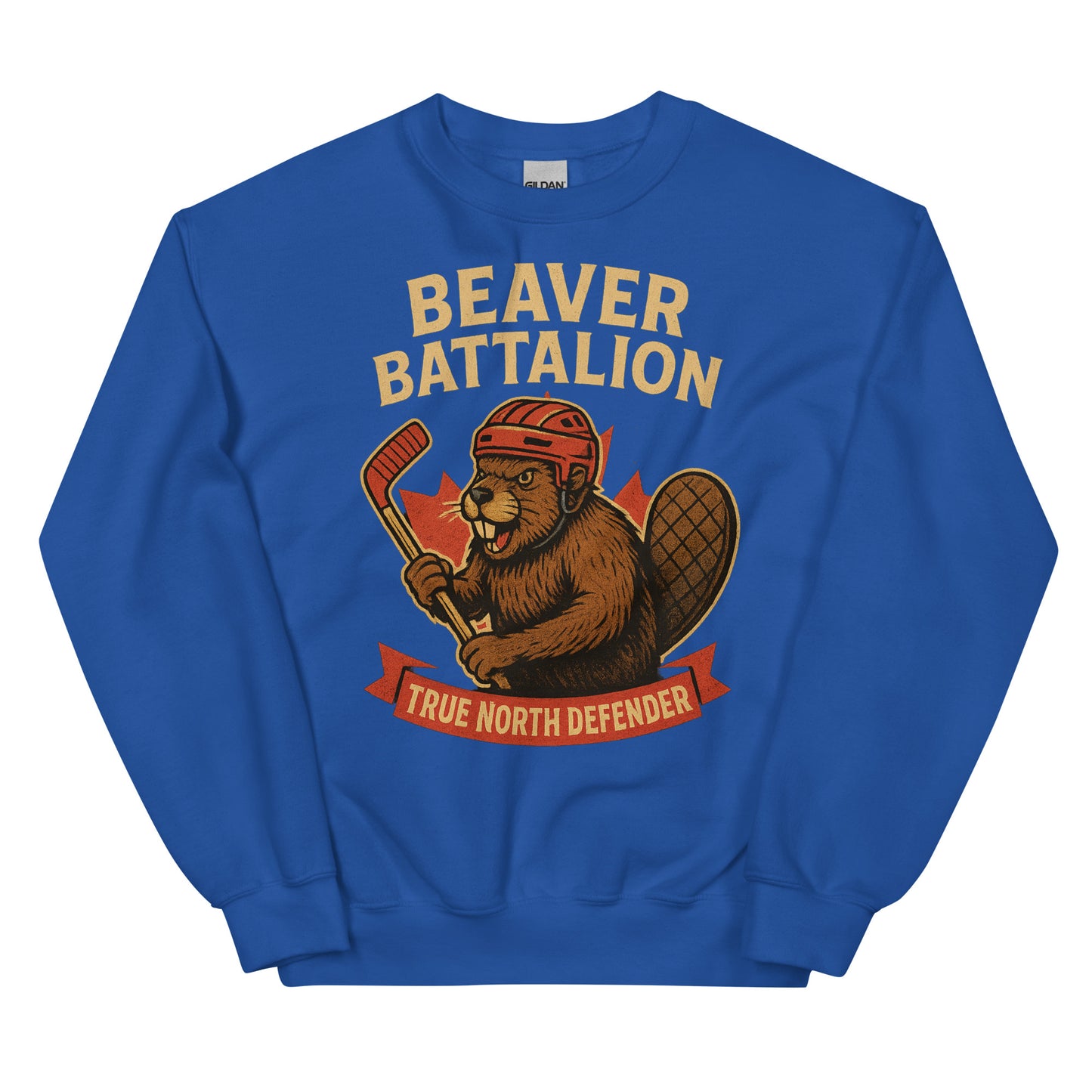 Beaver Battalion – True North Defender Unisex Sweatshirt  from Rare Plus Apparel – unique movie & pop culture inspired design.