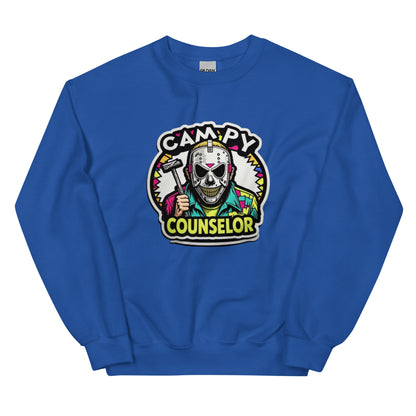 Campy Counselor Unisex Sweatshirt  from Rare Plus Apparel – unique movie & pop culture inspired design.