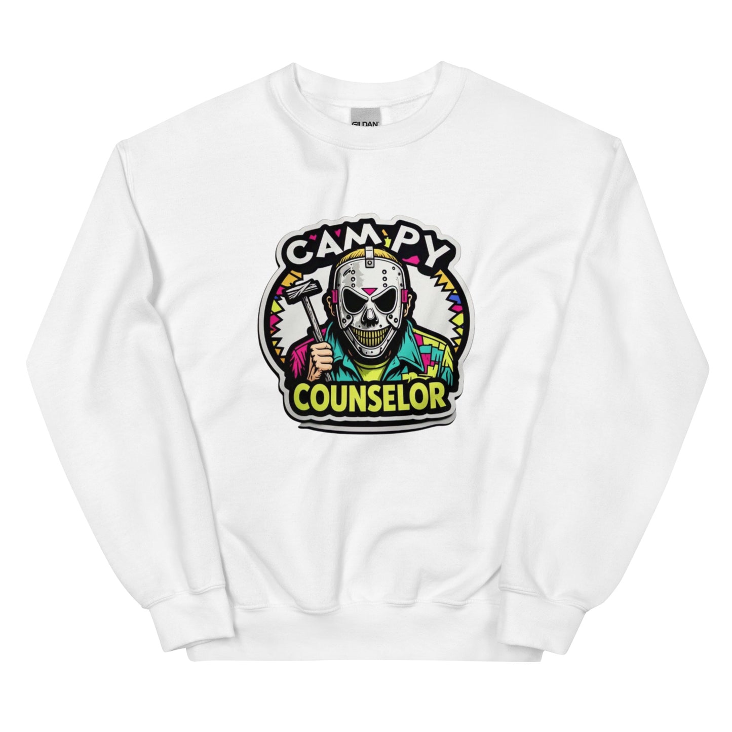 Campy Counselor Unisex Sweatshirt  from Rare Plus Apparel – unique movie & pop culture inspired design.