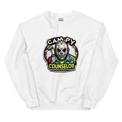 Campy Counselor Unisex Sweatshirt  from Rare Plus Apparel – unique movie & pop culture inspired design.