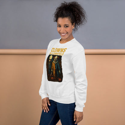 Clowns in a Cornfield Unisex Sweatshirt  from Rare Plus Apparel – unique movie & pop culture inspired design.
