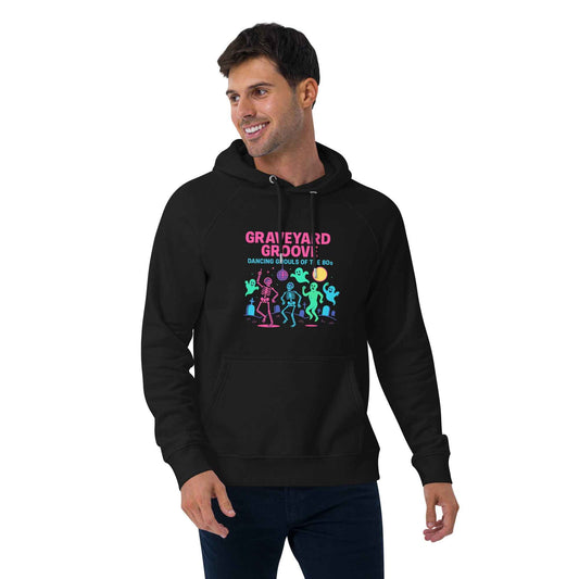 Graveyard Groove – Dancing Ghouls of the 80s Unisex hoodie eco raglan