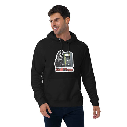 Skull Phone Skeleton Unisex eco raglan hoodie