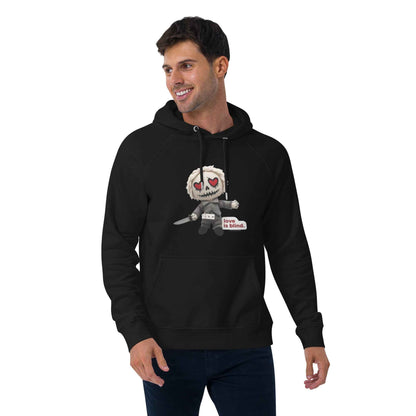 Heart Eyes Love is Blind Unisex eco raglan hoodie