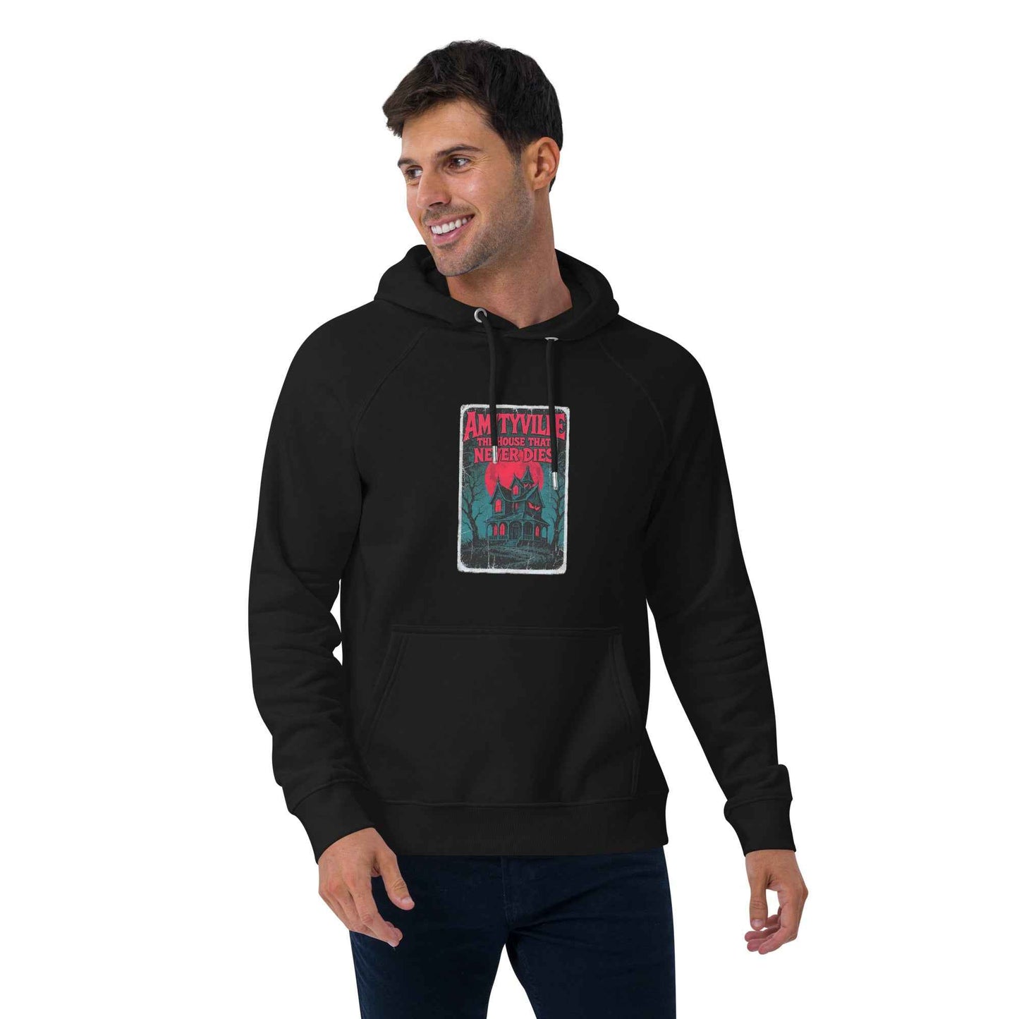 Amityville — The House That Never Dies Unisex eco raglan hoodie