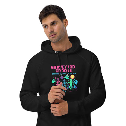 Graveyard Groove – Dancing Ghouls of the 80s Unisex hoodie eco raglan