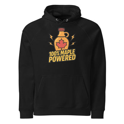 100% Maple Powered Unisex eco raglan hoodie  from Rare Plus Apparel – unique movie & pop culture inspired design.