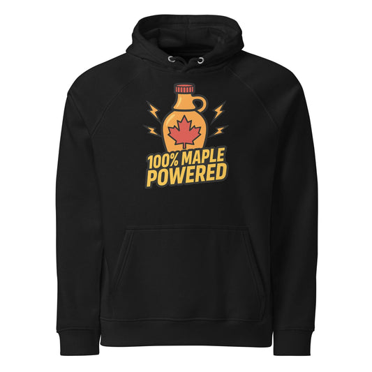100% Maple Powered Unisex eco raglan hoodie  from Rare Plus Apparel – unique movie & pop culture inspired design.