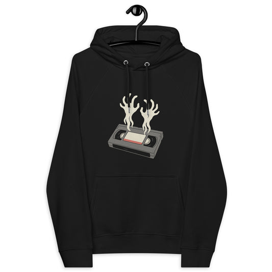 Cursed Media Unisex eco raglan hoodie  from Rare Plus Apparel – unique movie & pop culture inspired design.