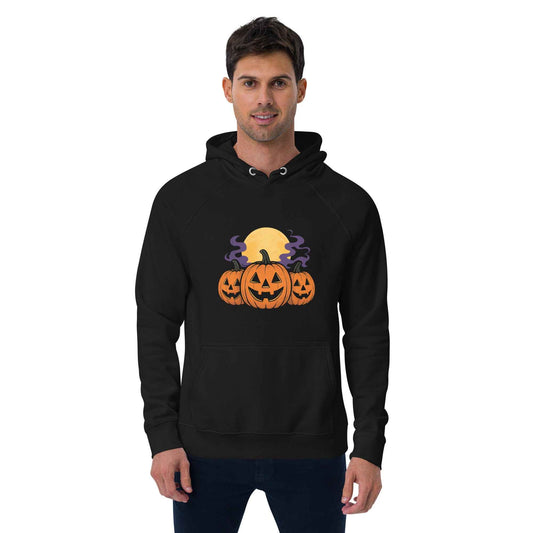 “Midnight Pumpkins” The Jack-O-Lantern Parade Unisex eco raglan hoodie