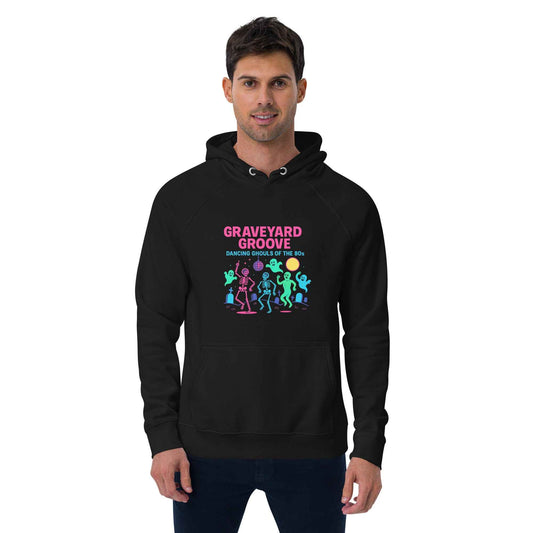 Graveyard Groove – Dancing Ghouls of the 80s Unisex hoodie eco raglan