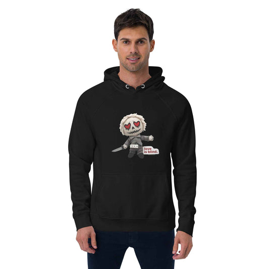 Heart Eyes Love is Blind Unisex eco raglan hoodie