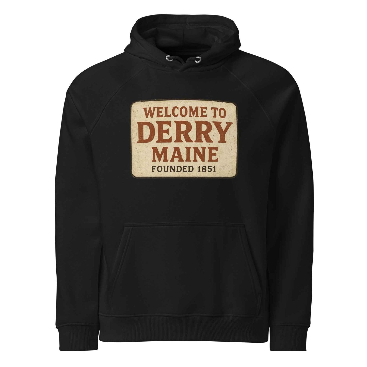 Welcome to Derry, Maine: Founded 1851 Unisex eco raglan hoodie