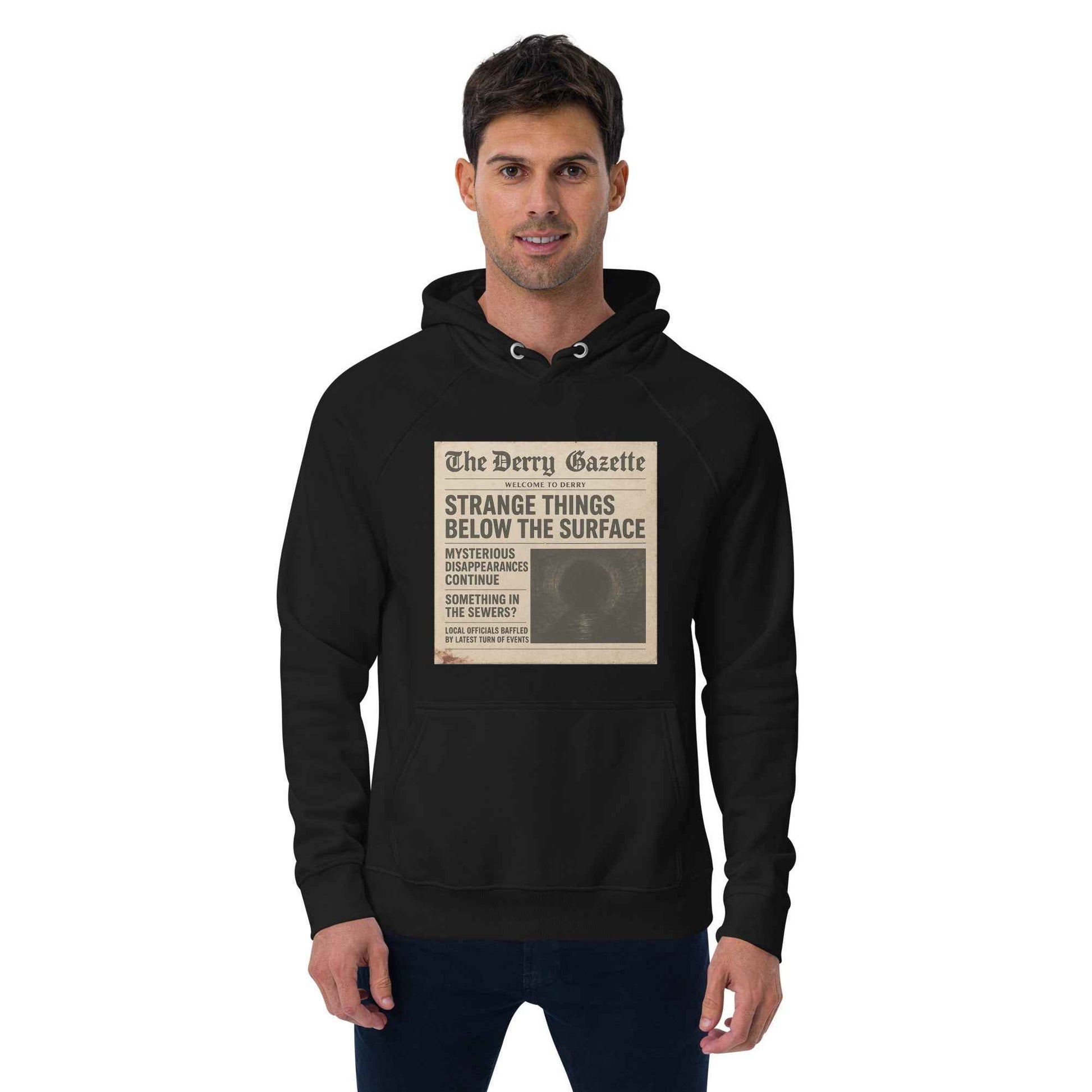 The Derry Gazette “Strange Things Below the Surface” Unisex eco raglan hoodie