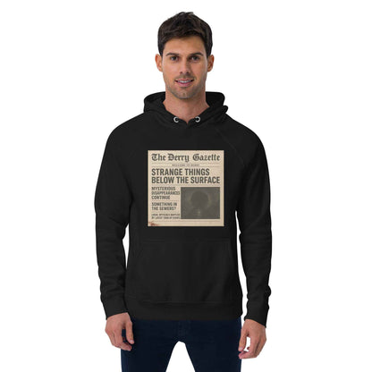 The Derry Gazette “Strange Things Below the Surface” Unisex eco raglan hoodie