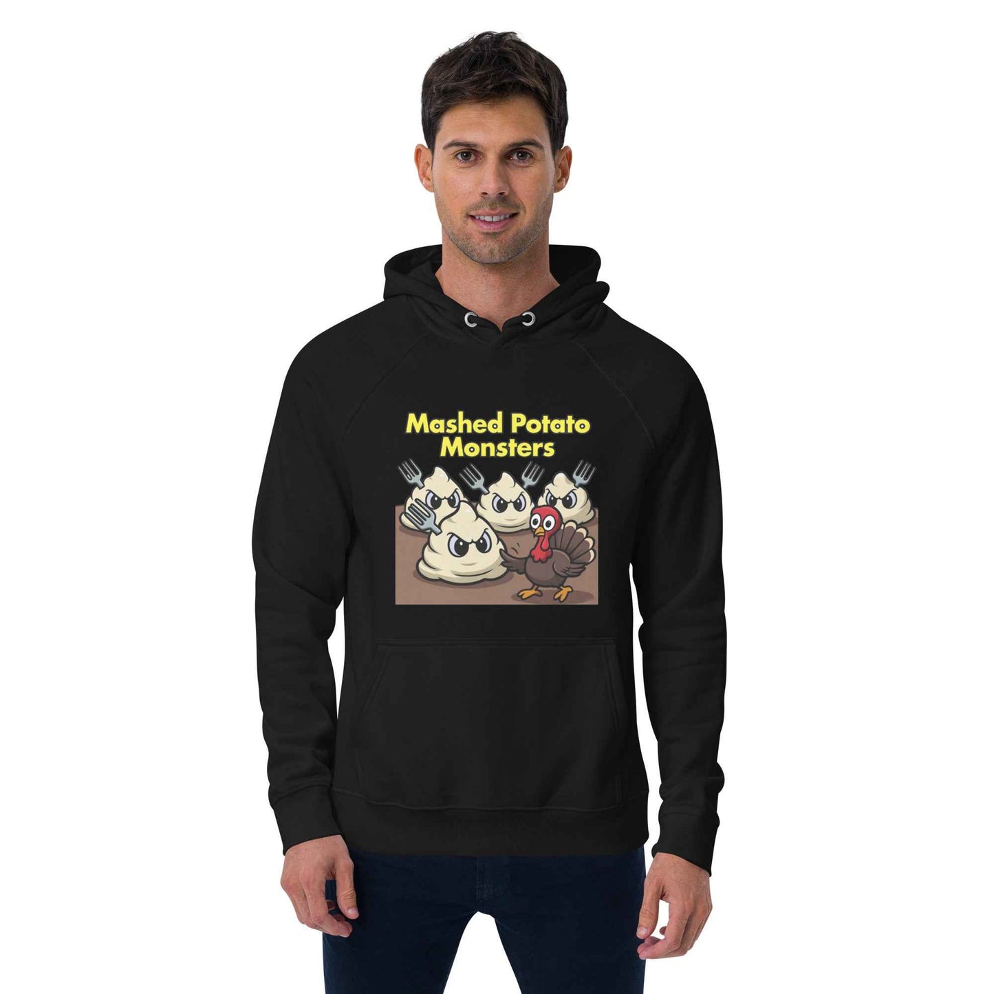 Mashed Potato Monsters Unisex eco raglan hoodie
