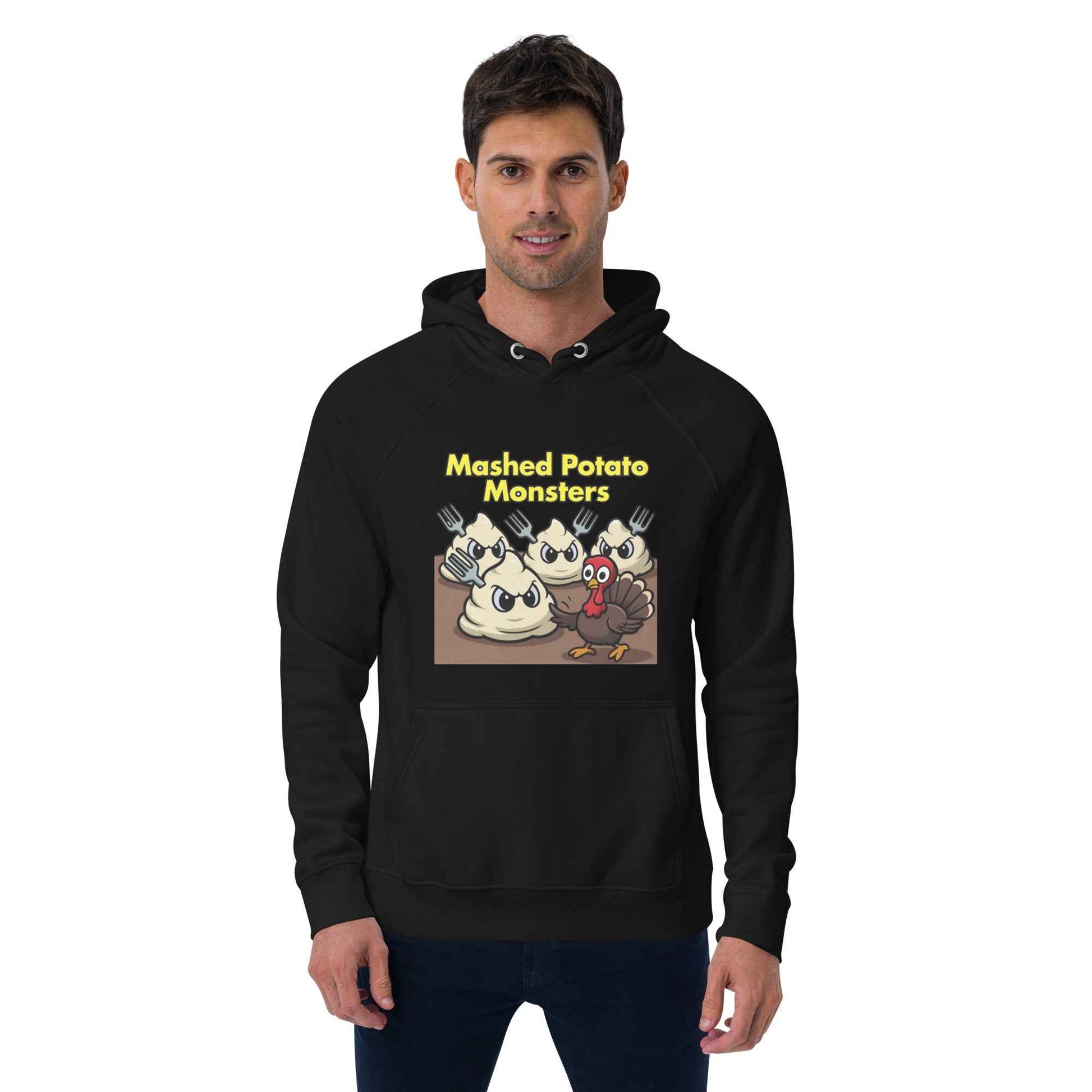 Mashed Potato Monsters Unisex eco raglan hoodie