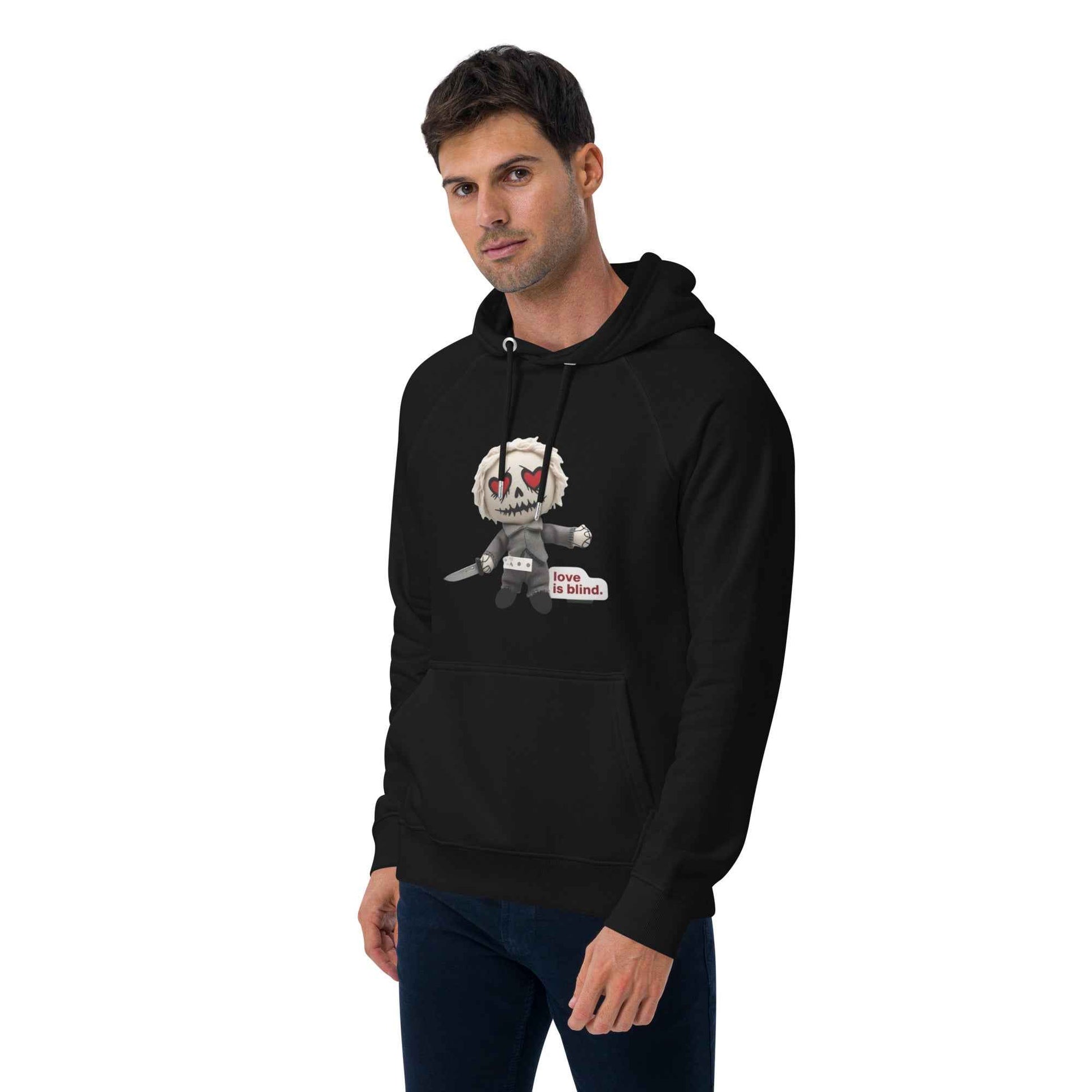 Heart Eyes Love is Blind Unisex eco raglan hoodie