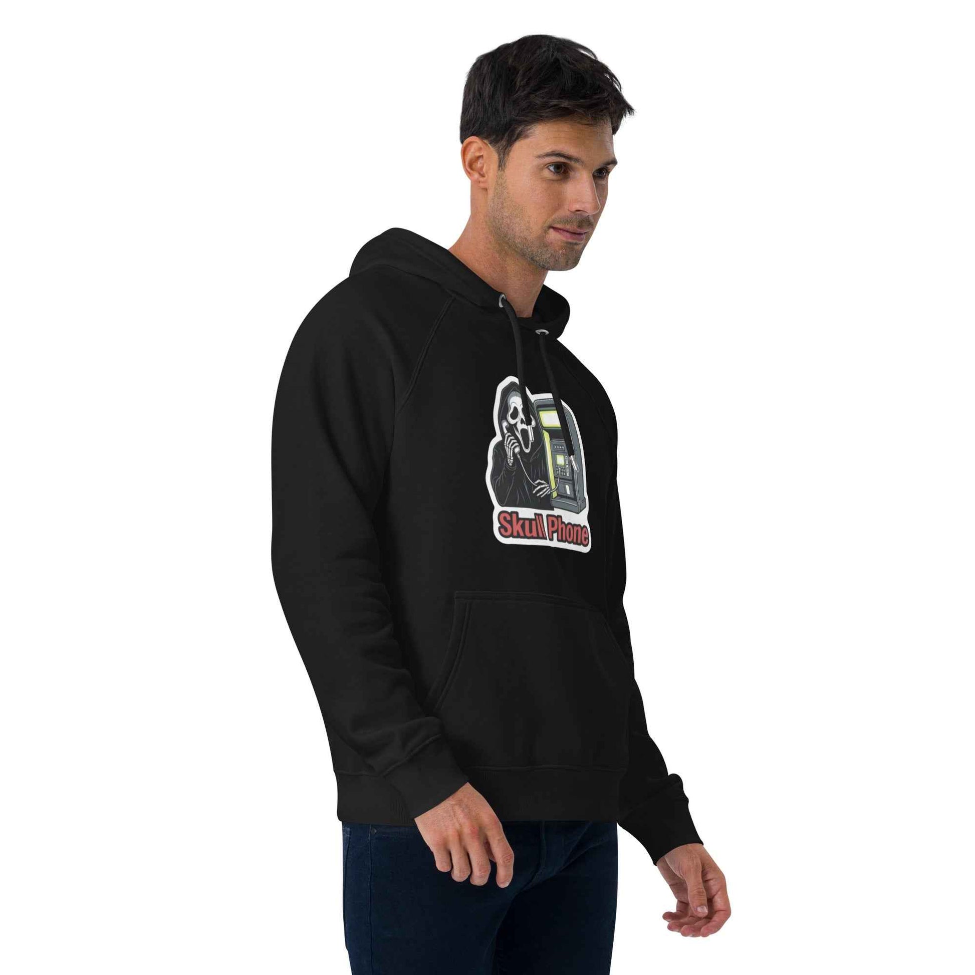 Skull Phone Skeleton Unisex eco raglan hoodie