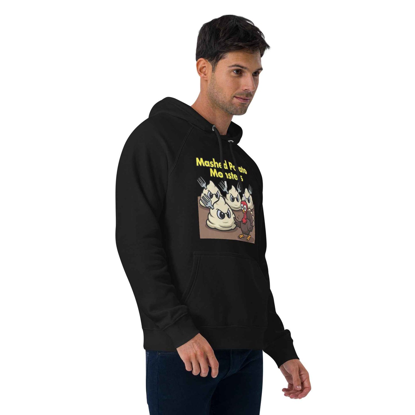 Mashed Potato Monsters Unisex eco raglan hoodie
